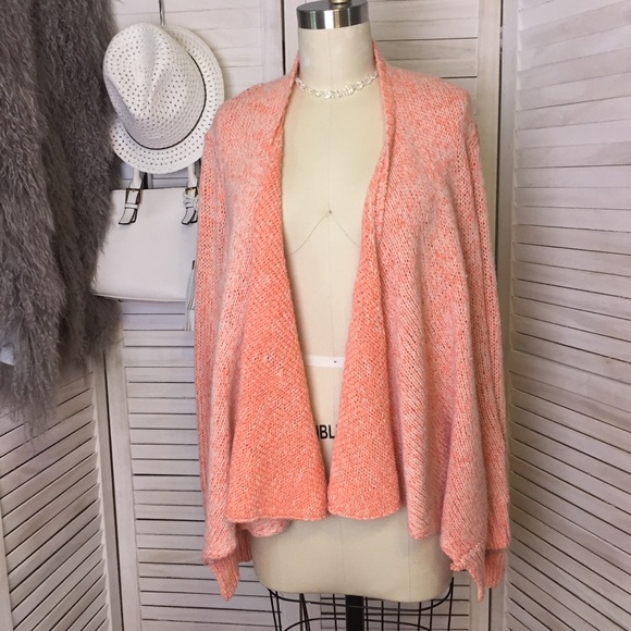 {Anthro} Moth Cream Orange Waterfall Sweater - L - Picture 1 of 8